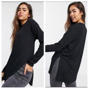 ASOS Black Ribbed Long Sleeve Top